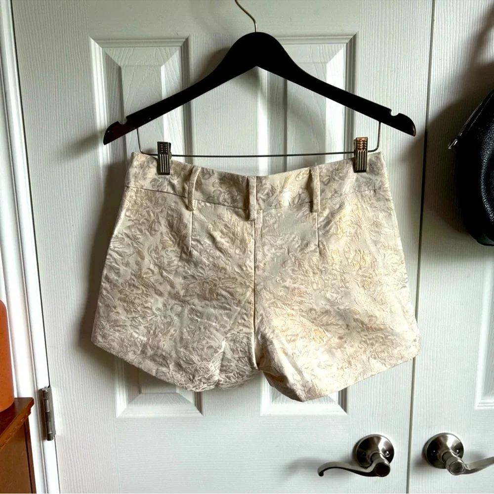 Lauren Conrad cream & gold shiny brocade floral print shorts - Picture 7 of 7